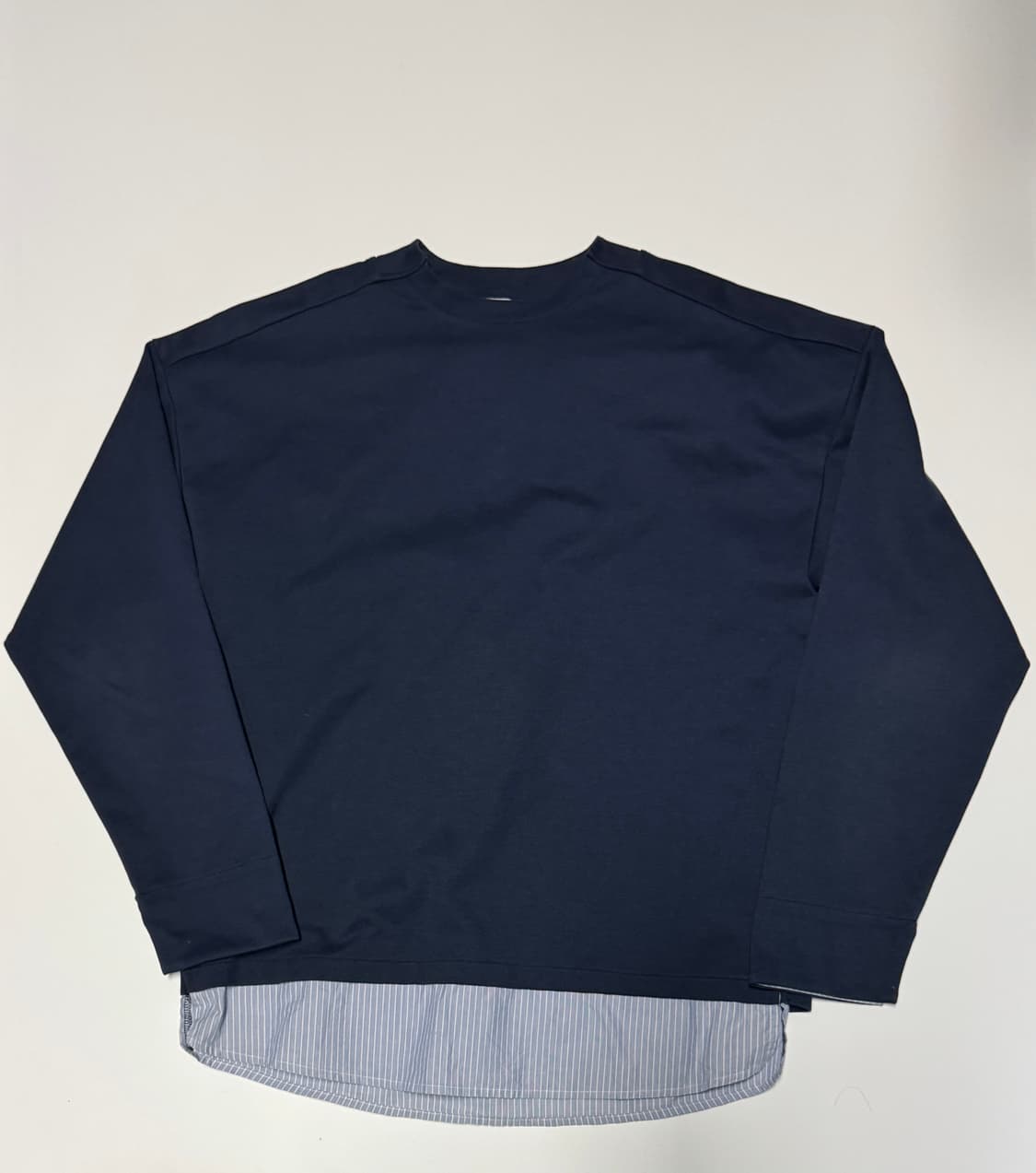 일꼬르소 셔츠 레이어드 디테일 스웻 맨투맨 L 네이비 상품이미지1