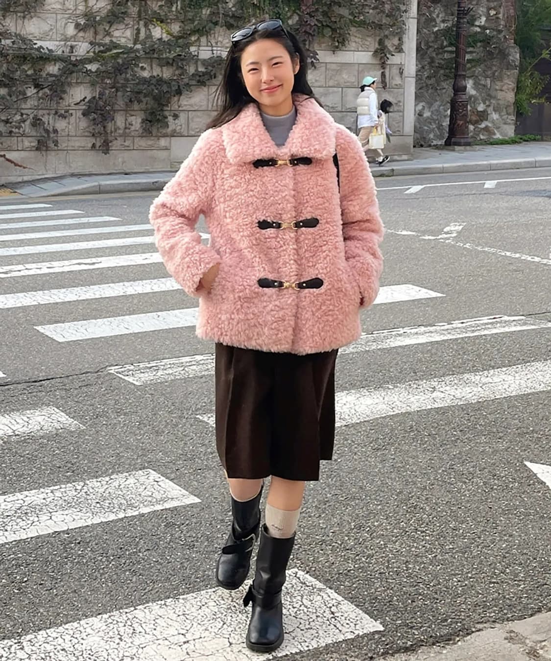 셀렙샵에디션 25 시어링 버클 하프 코트 상품이미지6