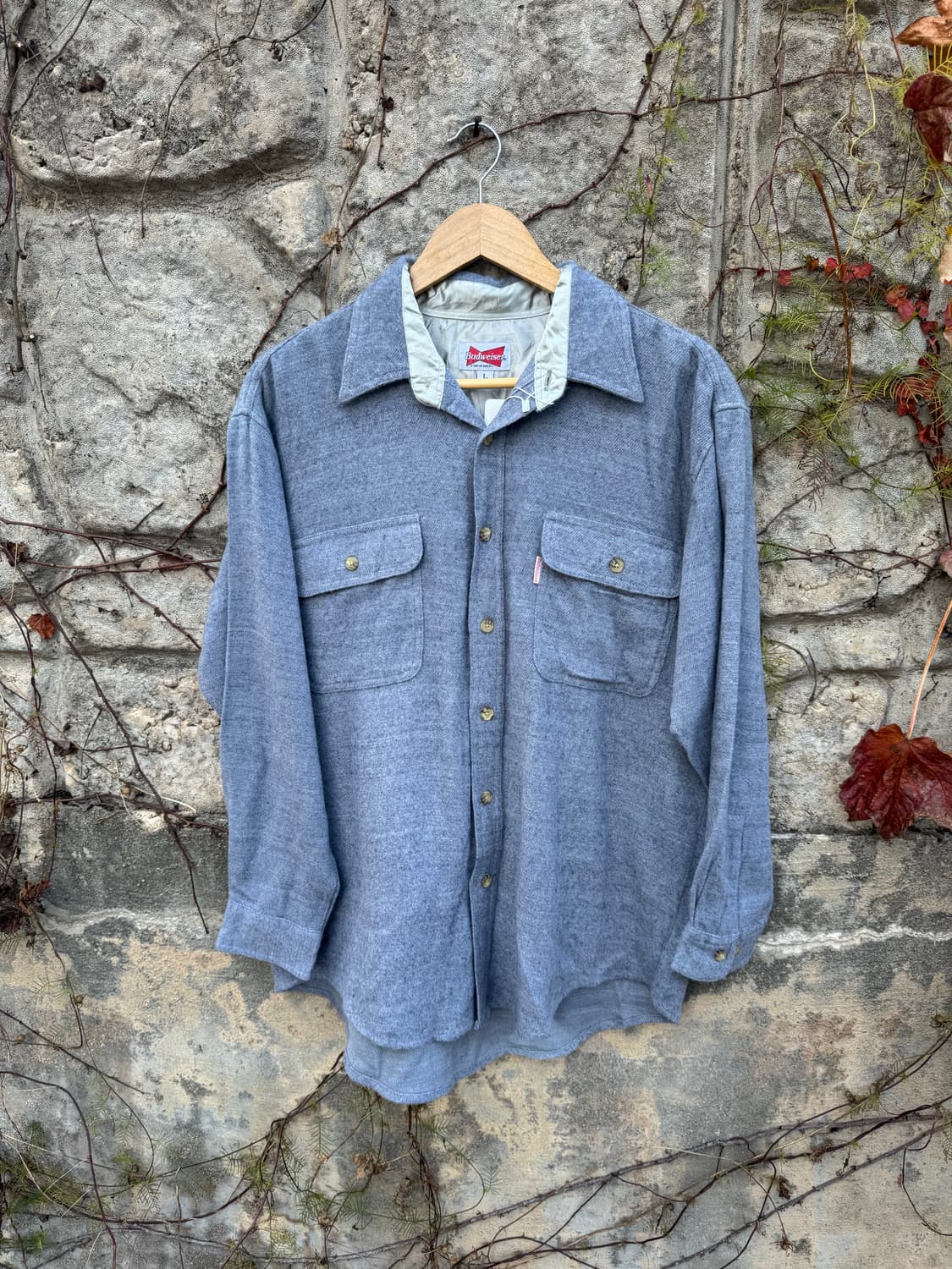 버드와이저 빈티지 투포켓 플란넬 셔츠 그레이 웨스턴 상품이미지1