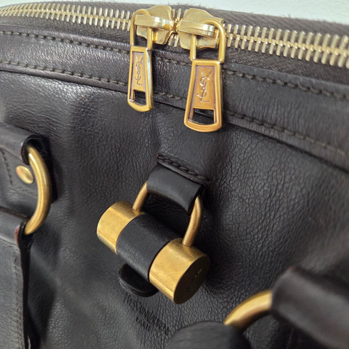 YSL 입생로랑 정품 금장 뮤즈백 오버라지 브라운 숄더백 리얼레더 토트백 상품이미지9