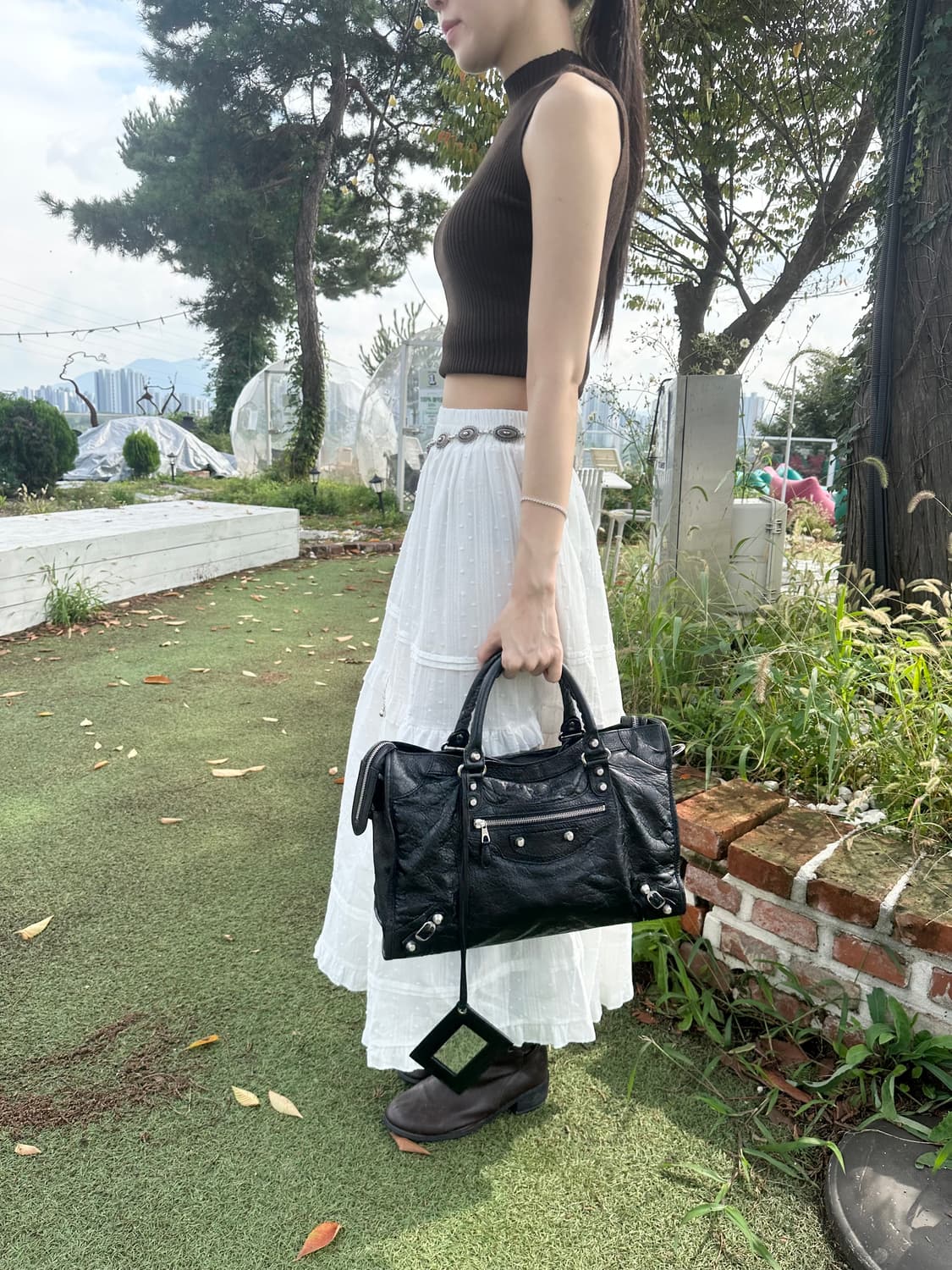 [A 정품] 발렌시아가 시티 모터백 미디움 블랙 상품이미지9