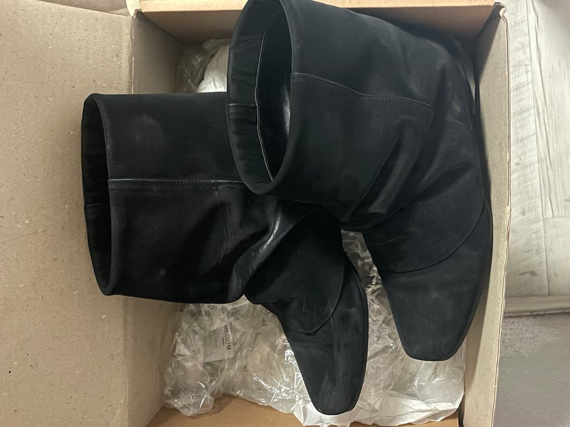 쓰리투에이티 wrinkle leather boots short black 상품이미지2