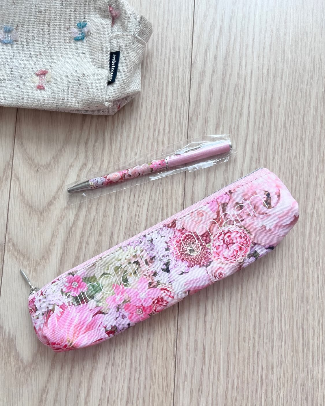 빈티지 핑크 플라워 필통 파우치 상품이미지2