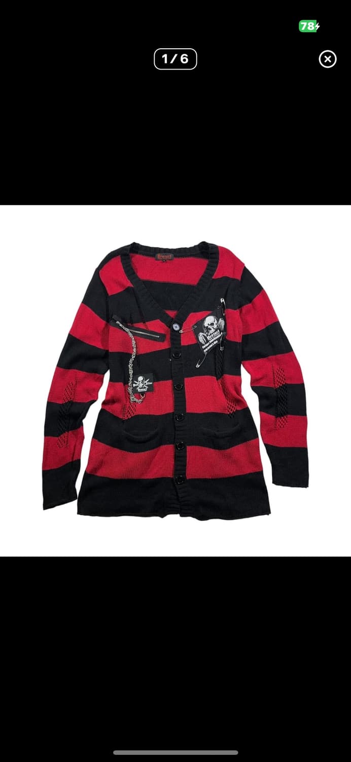 [DEORART] 디오라토 펑크 스트라이프 데미지 가 디건 상품이미지1