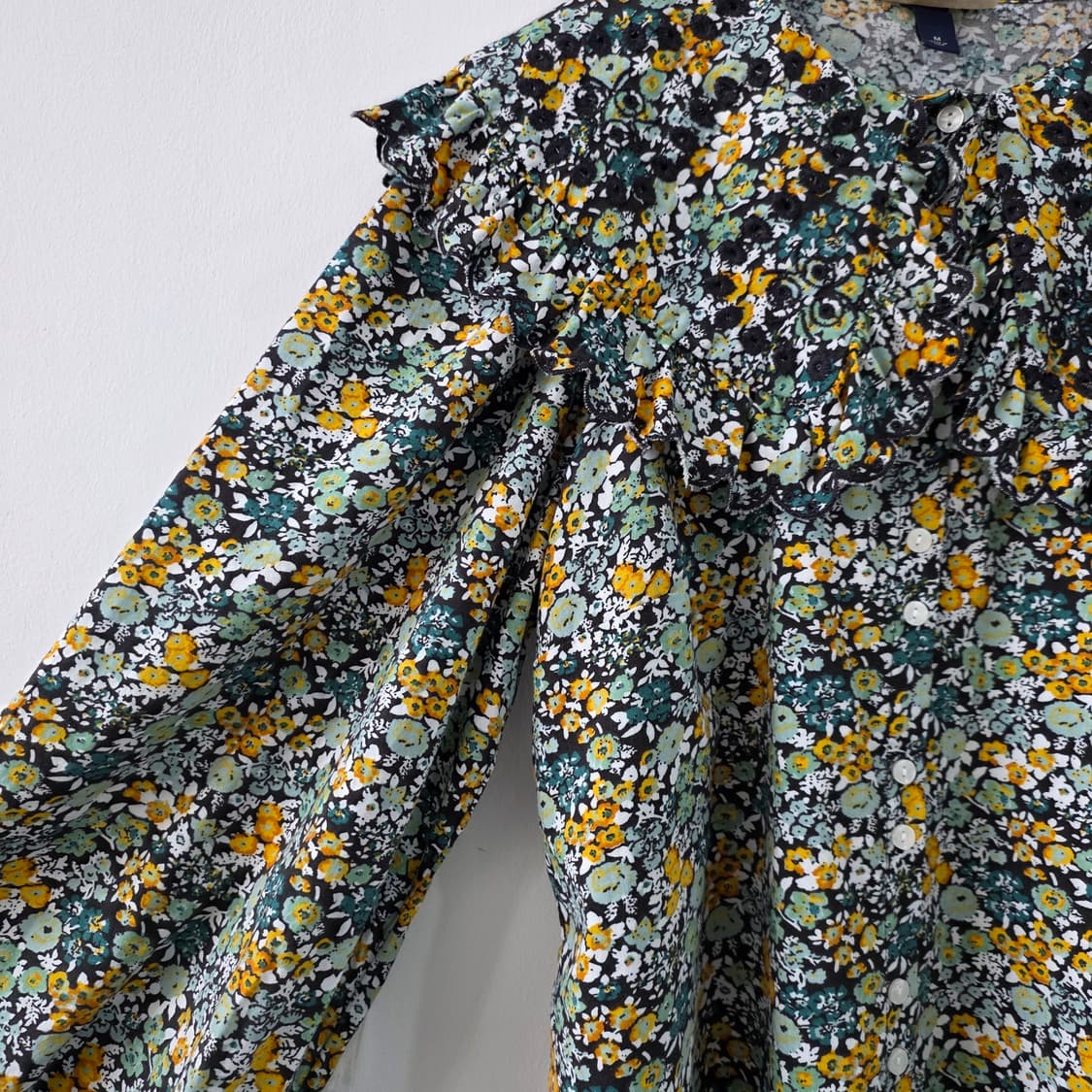 플라워 패턴 세일러카라 코튼 블라우스 상품이미지6