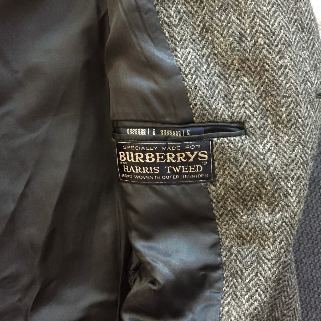 80s 버버리 해리스 트위드 원패널 싱글 래글런 코트 상품이미지5