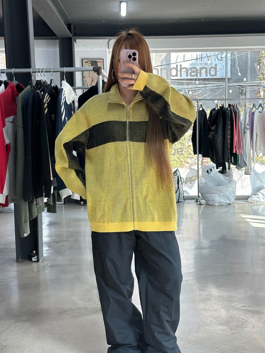 슈프림 22FW 투톤 리브드 집업 스웨터 옐로우 상품이미지2