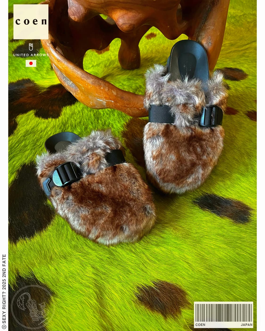 Coen Japan Brown Fur Trim Slippers 상품이미지1