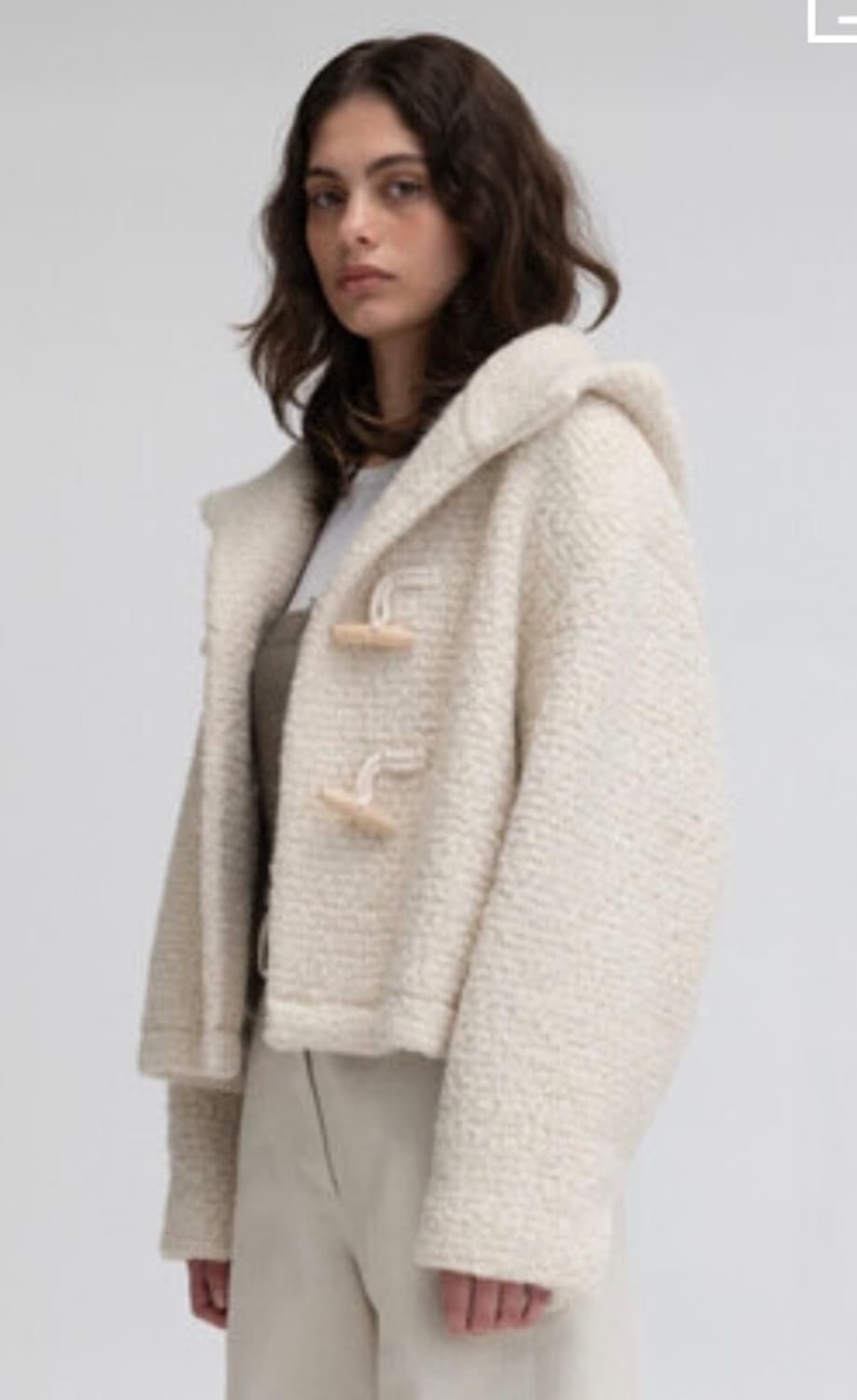 모노하 컬리 후드 자켓 (아이보리) 코트 토글 떡볶이 부클 신슐레이트 상품이미지2