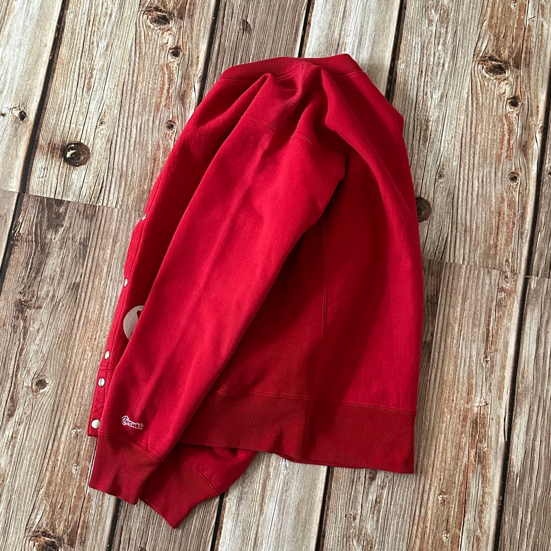 체스윅 by 토요엔터프라이즈 리버스위브 스냅 가디건 레드 색상 L 사이즈 상품이미지3