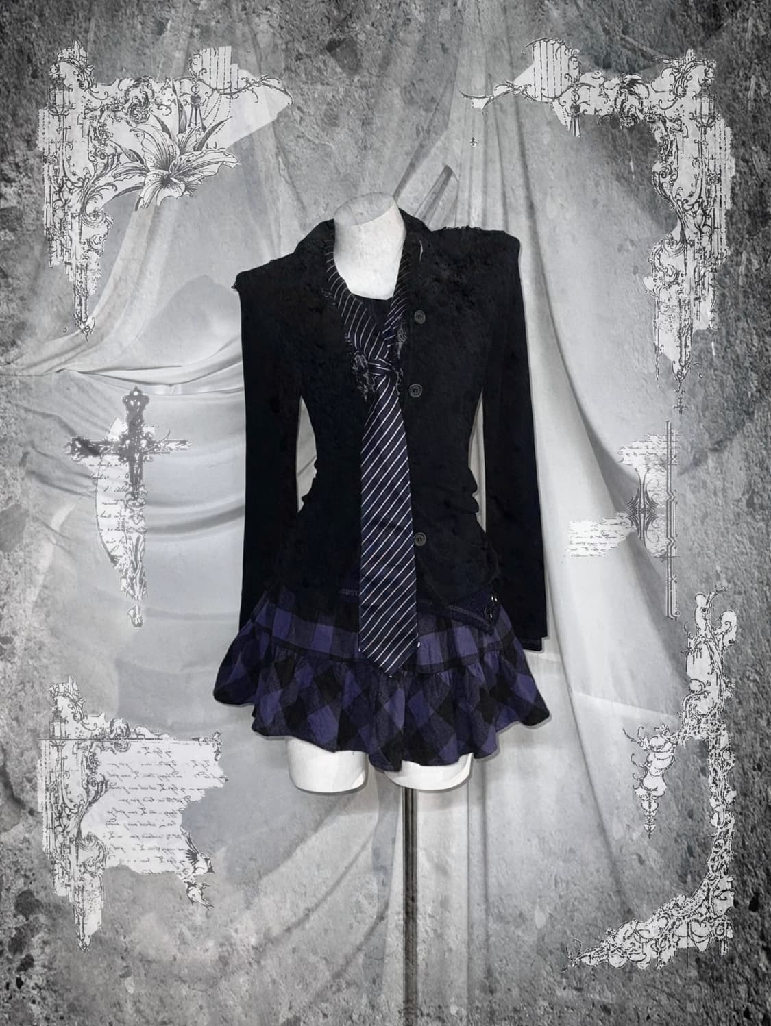 오즈크로스 레이어드 데일리 네이비 펑크프레피 코디세트 상품이미지1