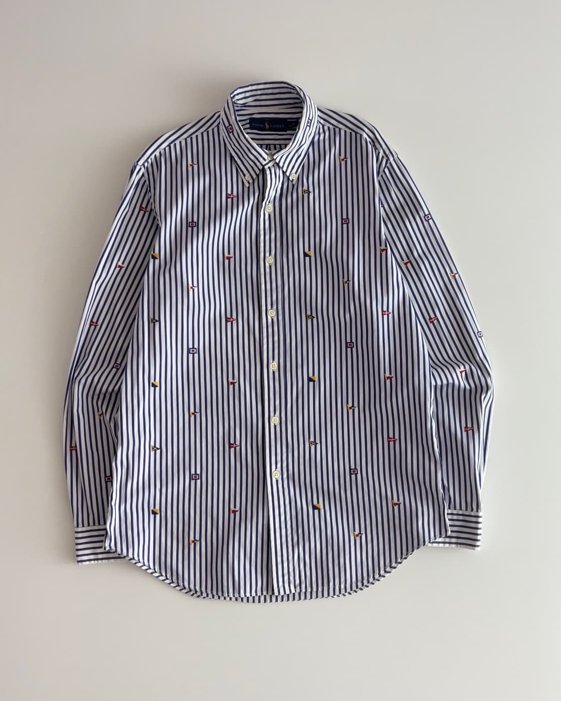 폴로 랄프로렌 플래그 자수 스트라이프 셔츠 M 상품이미지1