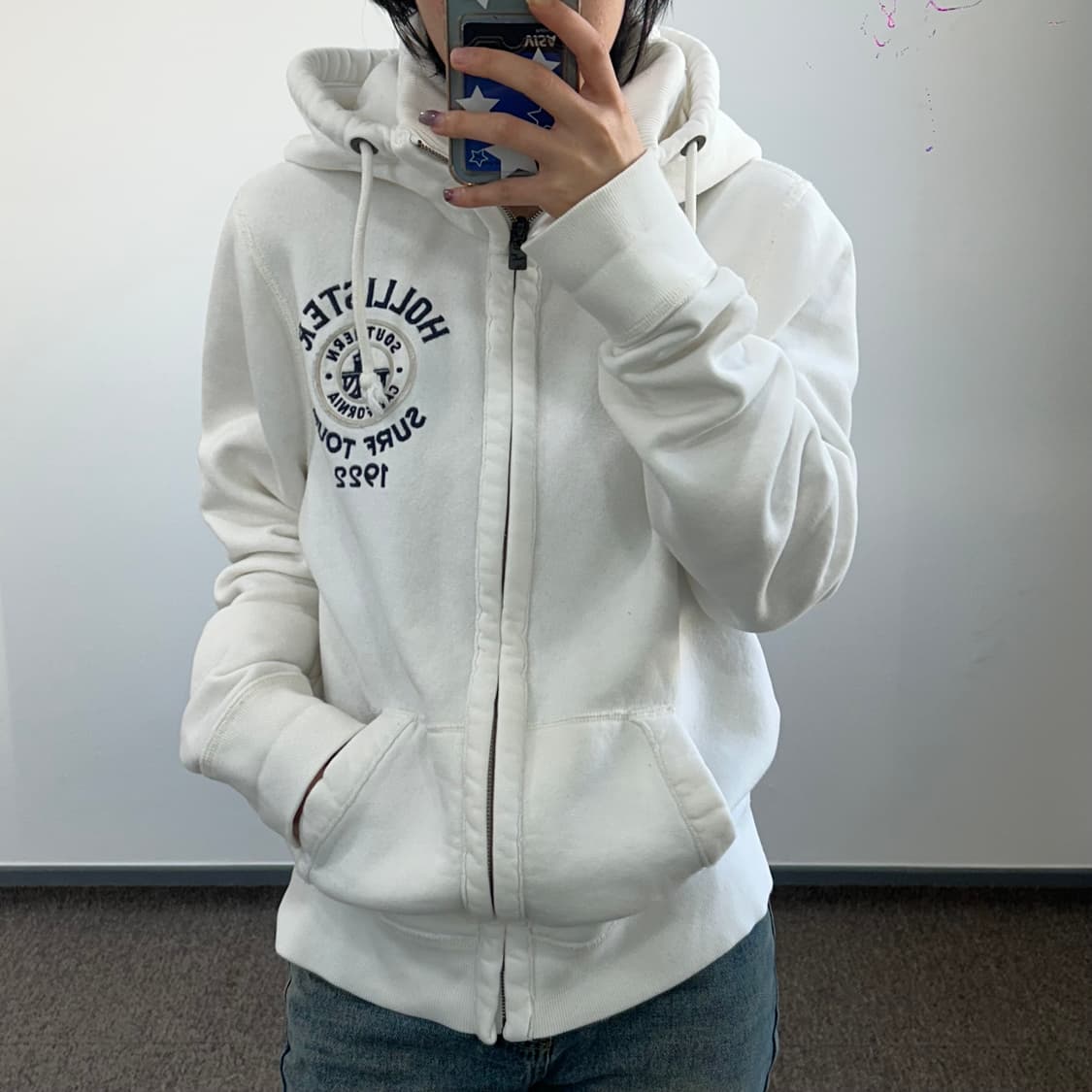 Hollister 홀리스터 surf tour 아이보리 하이넥 후드집업 상품이미지1