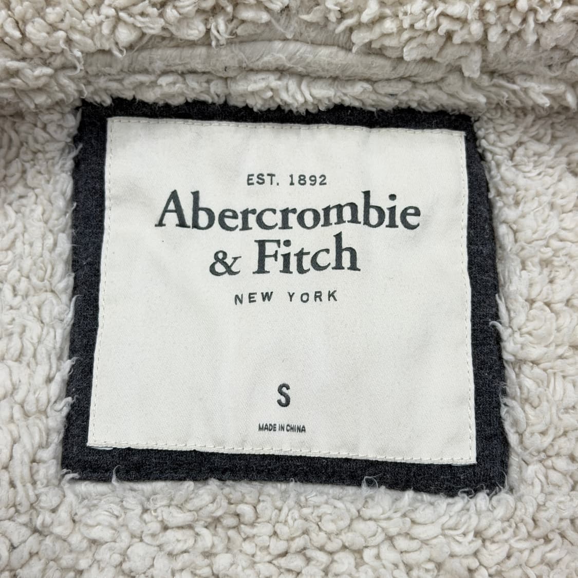 아베크롬비 빈티지 스펠로고 보아털 쉐르파 후드집업 자켓 그레이 S 상품이미지5