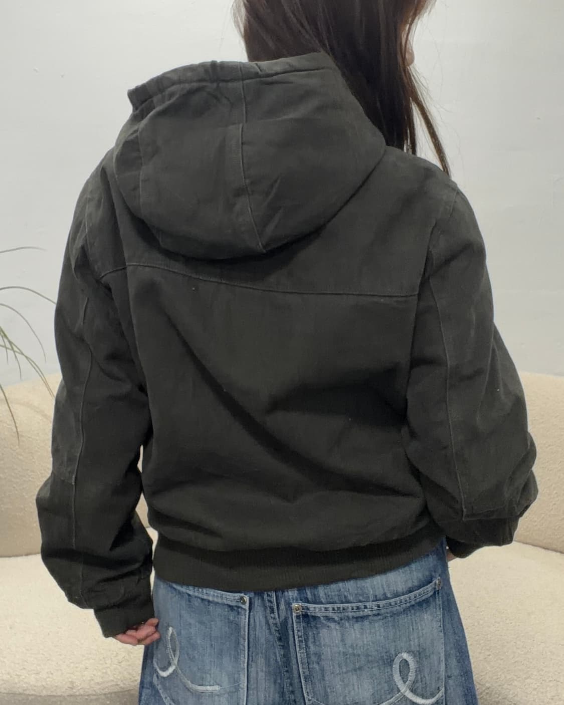 90s vintage 차콜 후드 패딩 자켓 상품이미지4