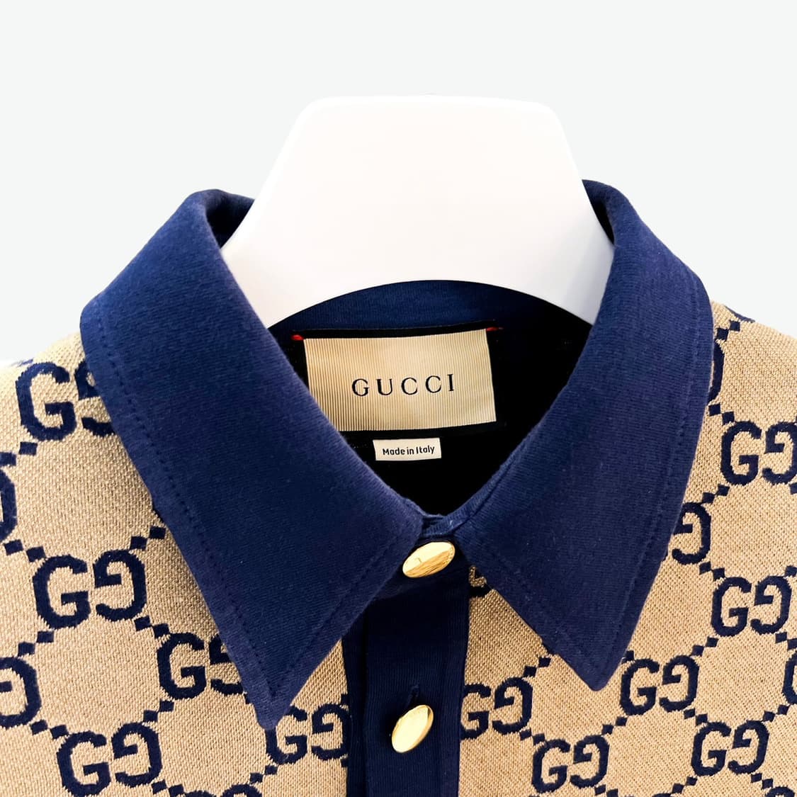 [2XL] 구찌 맥시 GG 실크 코튼 폴로 셔츠 상품이미지3