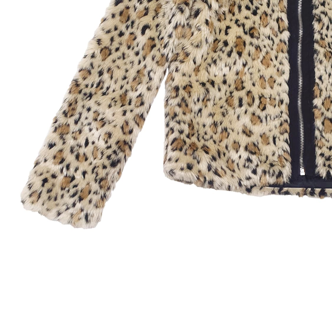 레오파드 후드 퍼 숏 점퍼 상품이미지5