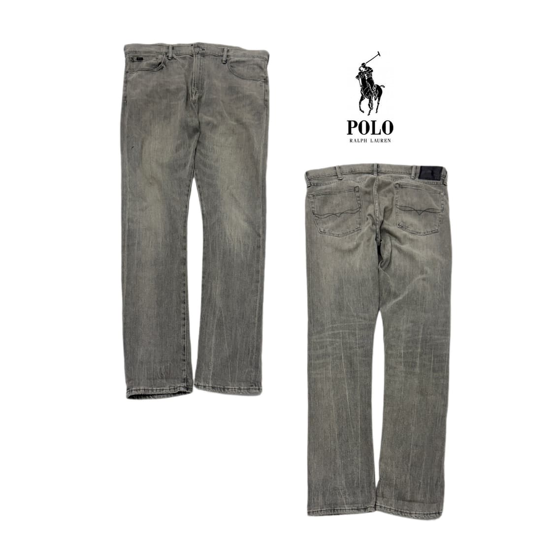 폴로 새깅 워싱 힙합 흑청 슬림핏 데님팬츠 상품이미지1