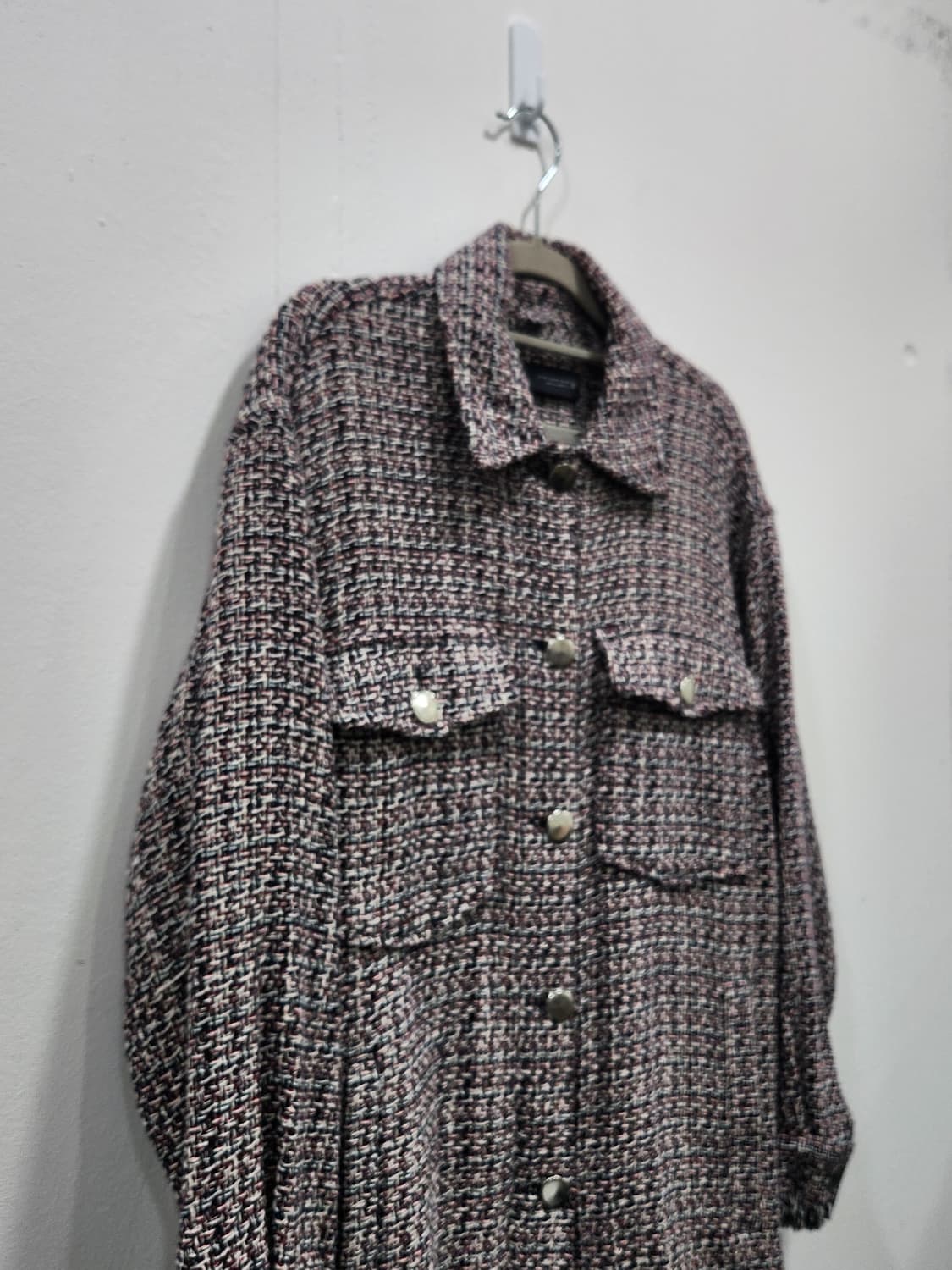 [S] 자라 ZARA  트위드 셔츠형 자켓 여성 S사이즈 오버핏 상품이미지5