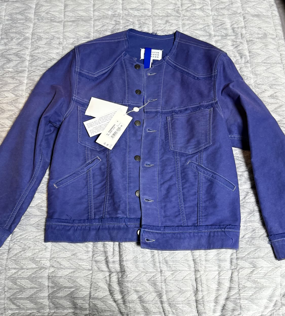 메종 마르지엘라 몰스킨 카라리스 디스트레스드 트러커 블루종 자켓 L 상품이미지7