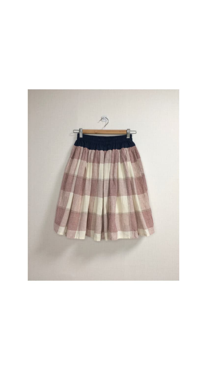 Beams boy 빔즈보이 핑크 체크 밴딩 스커트 상품이미지1