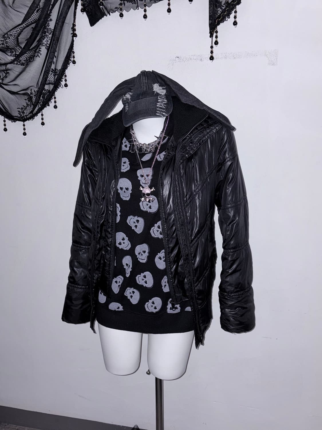 00s 해골 기모 맨투맨 아방핏 펑크 와투케 스컬 상품이미지4