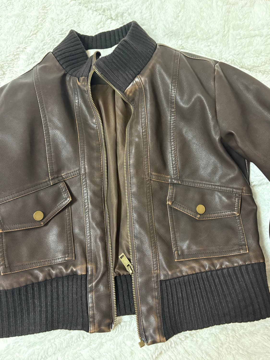 블랙업 시보리 레더자켓 brown 상품이미지2