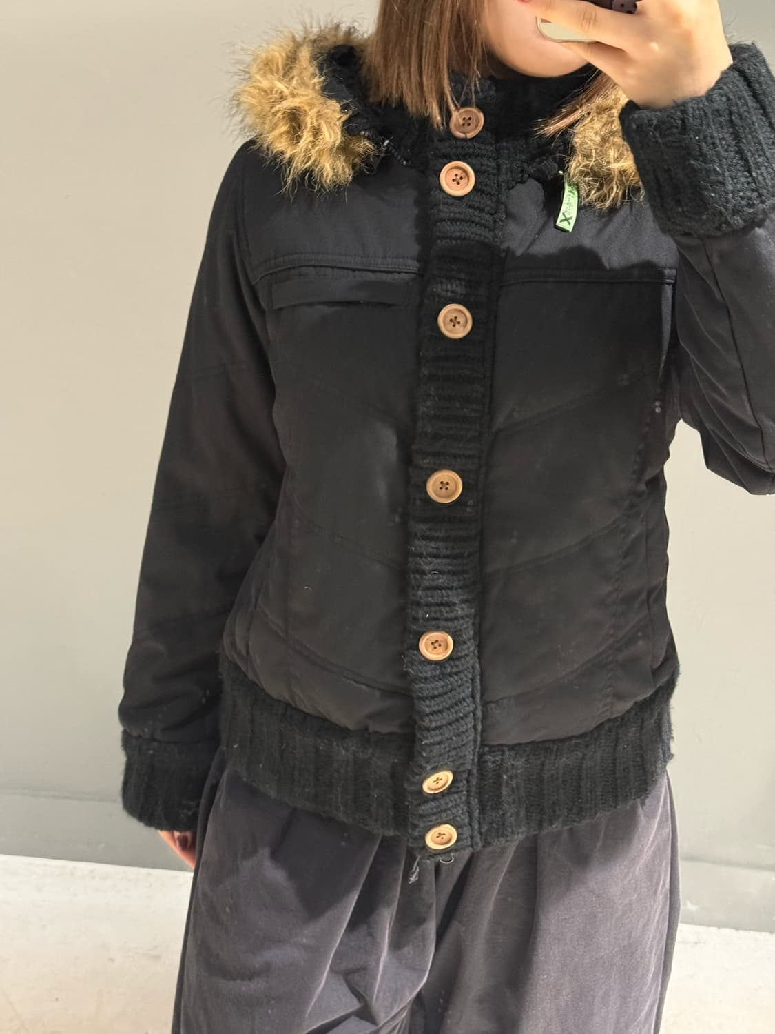 button-up point fur trimming padding 상품이미지4