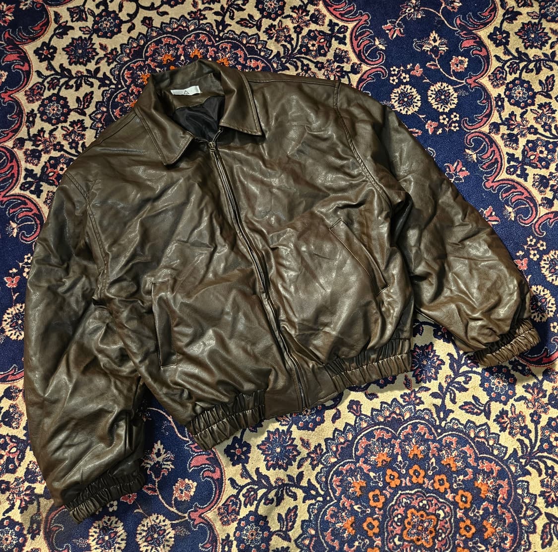 아콘(ACON) 브라운 비건 가죽 점퍼 상품이미지1