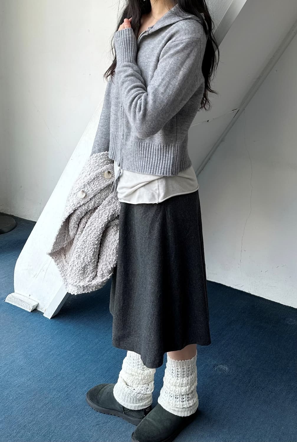 2way zip design hooded knit parka 상품이미지9