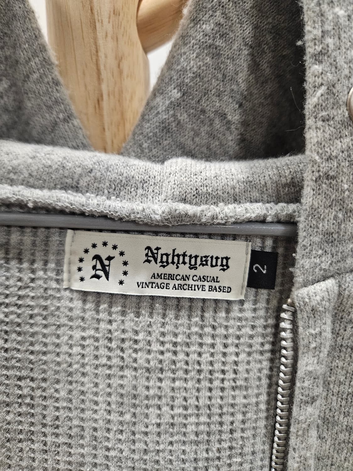 너티새비지 nghtysvg 울 니트 후드 집업 그레이 2사이즈 상품이미지2
