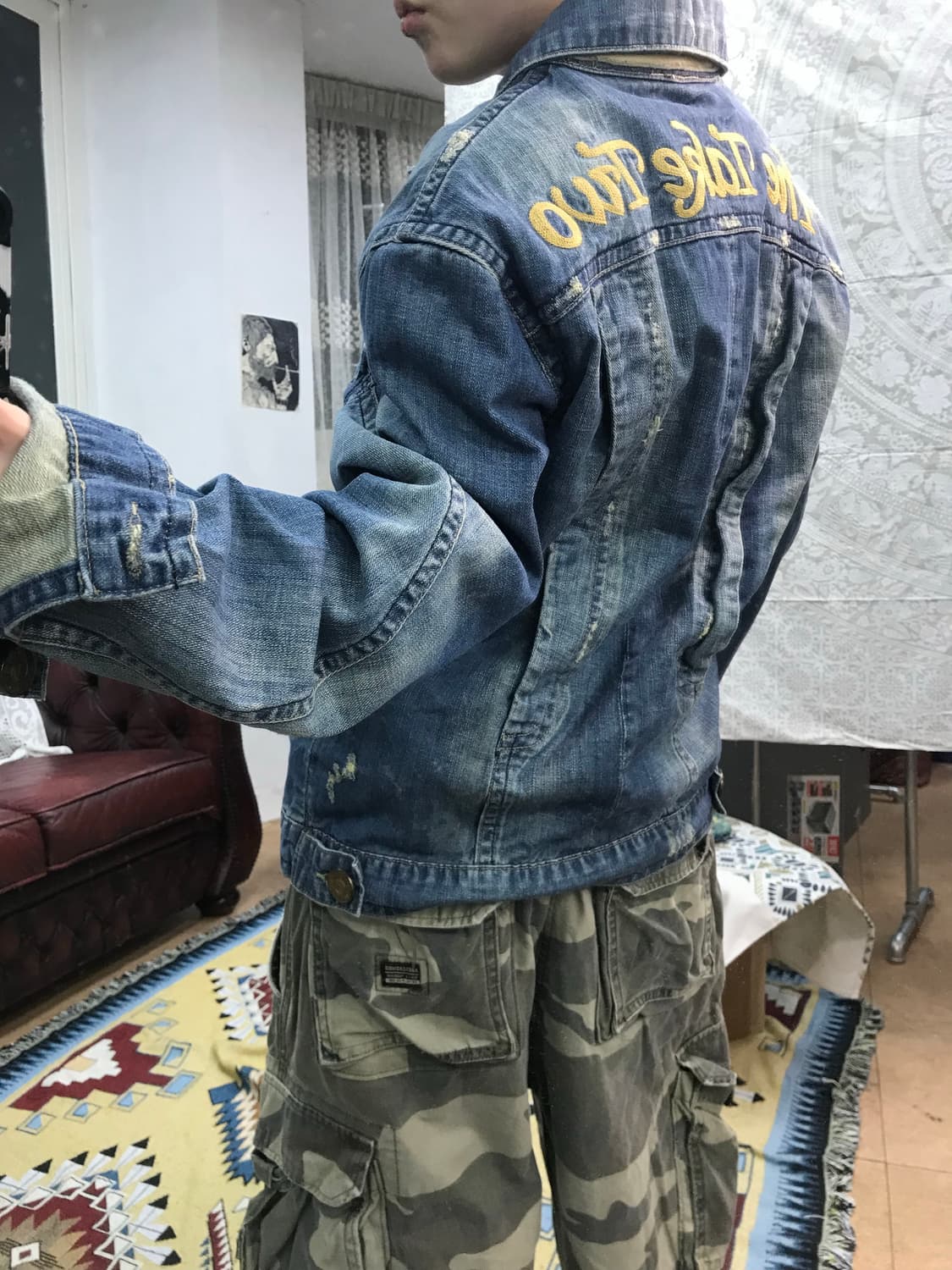 Take two 빈티지 백자수 디테일 데님 트러커 (Z1013) 상품이미지2