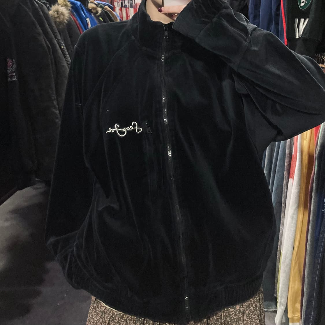 [IM]션존 벨벳 집업 자켓 블랙 상품이미지2