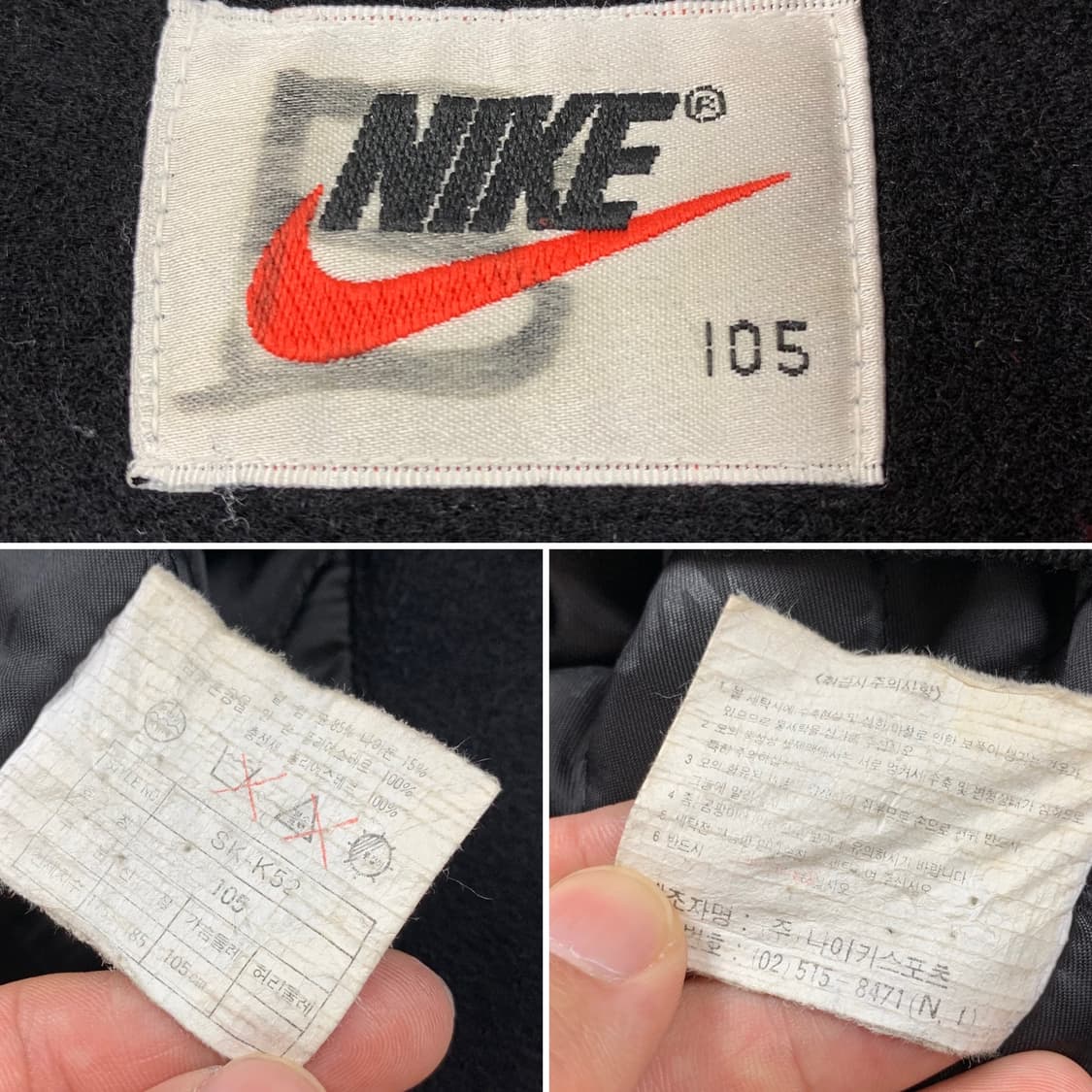 90‘s 나이키 올드스쿨 빅스우시 모직 바시티 자켓 상품이미지9