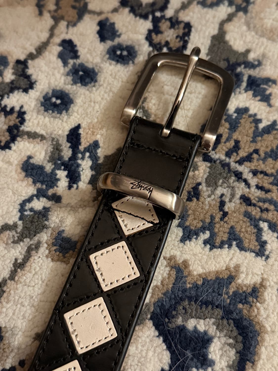 스투시 아가일 레더 벨트 블랙 상품이미지4