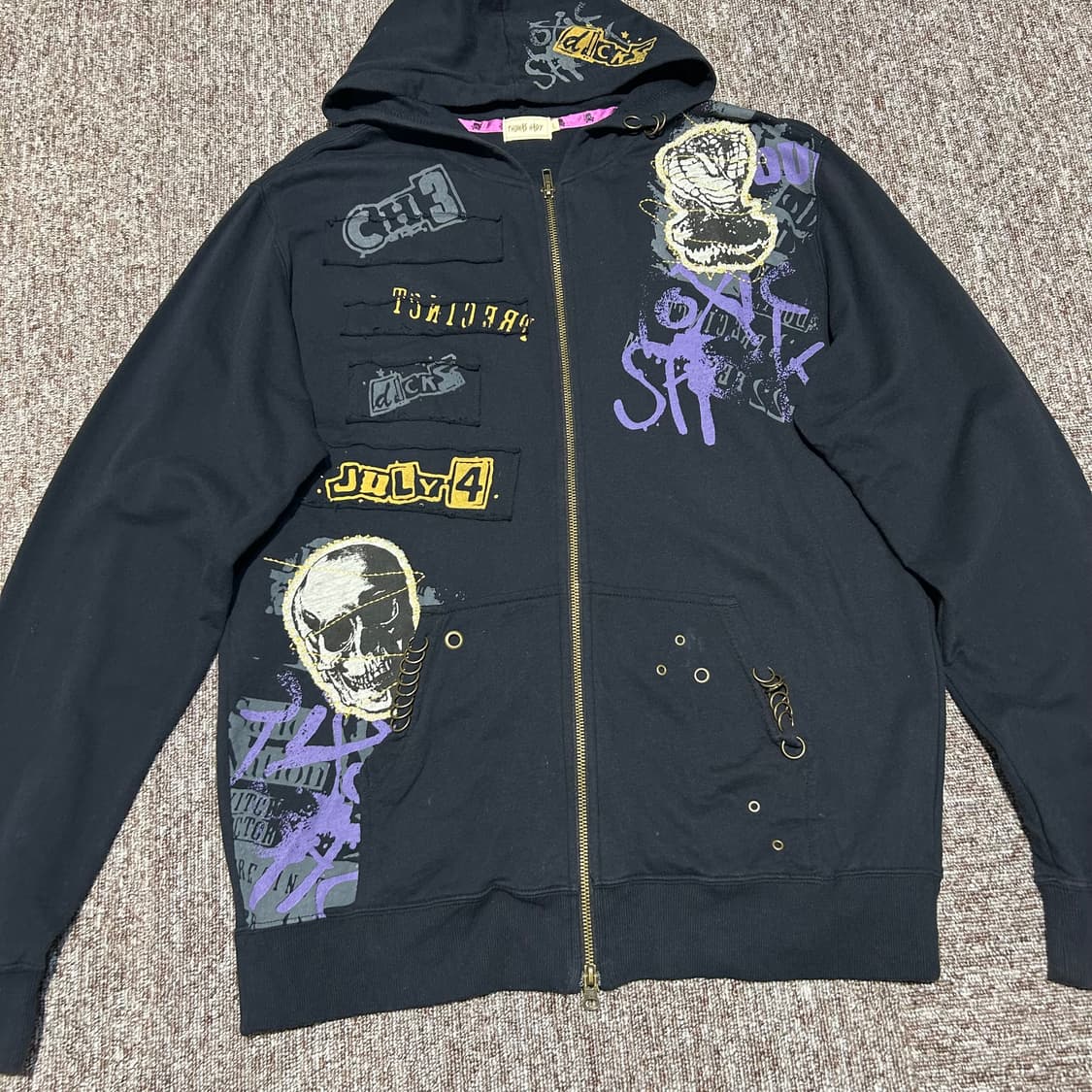 L) THOMAS HADY 락 펑크 후드 집업 2way 상품이미지2