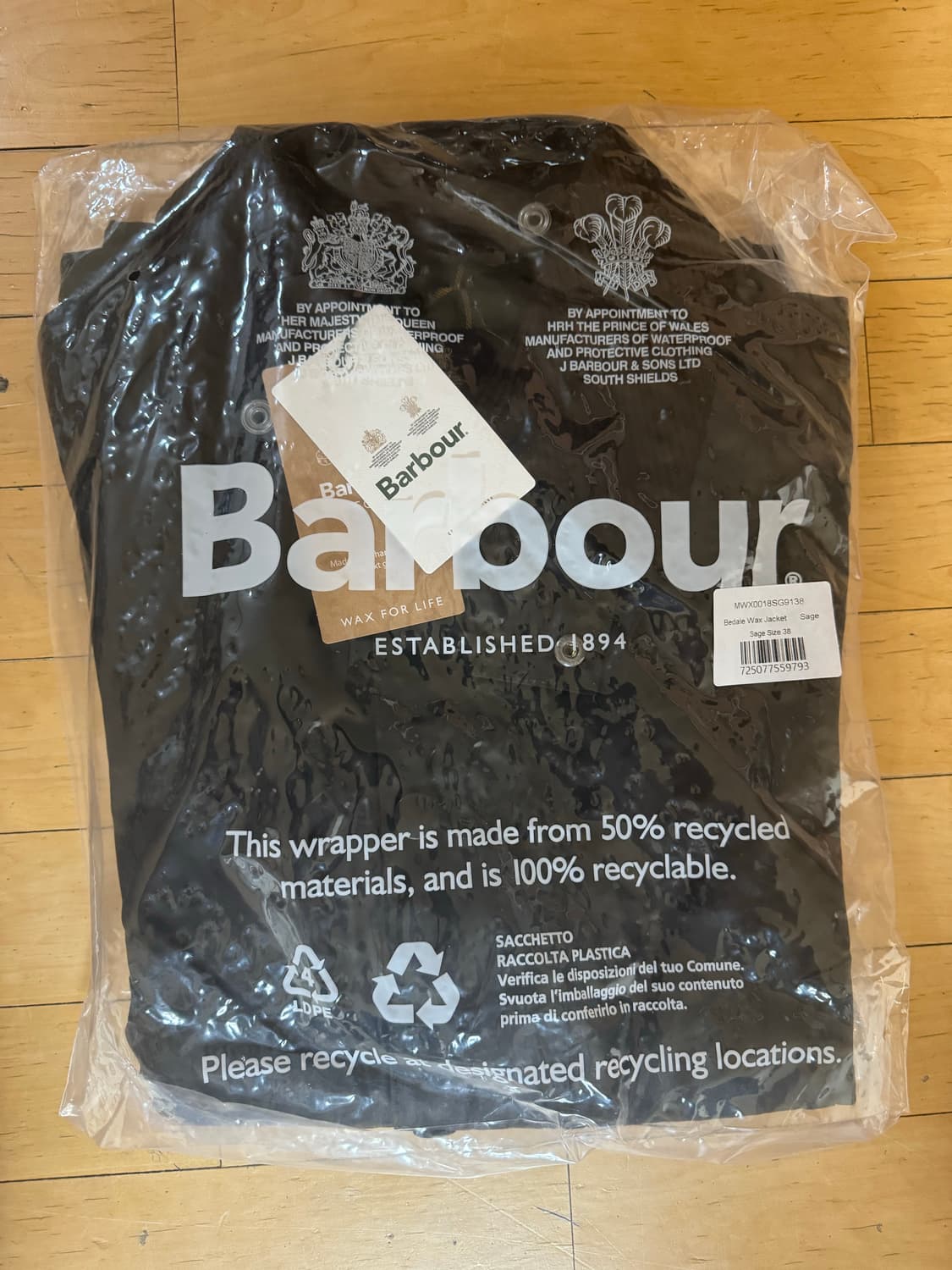 바버 비데일 세이지 38 새상품 판매합니다. 상품이미지1