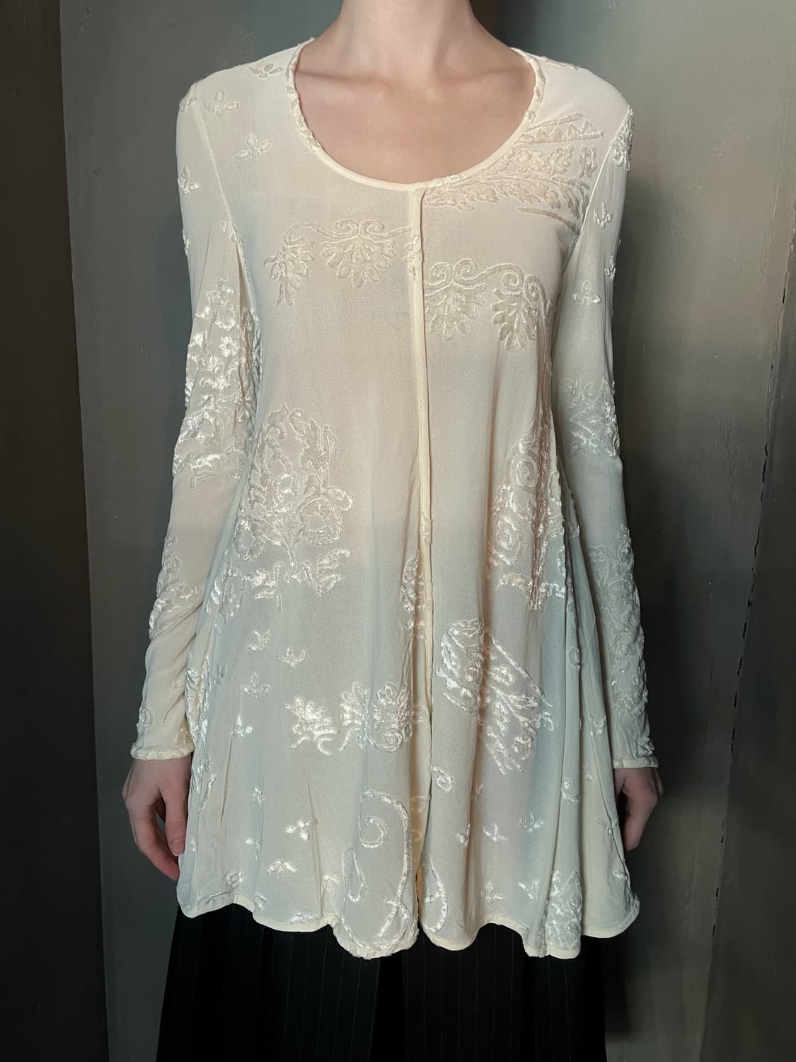 90s 조르지오 아르마니 벨벳 시어 탑 상품이미지2