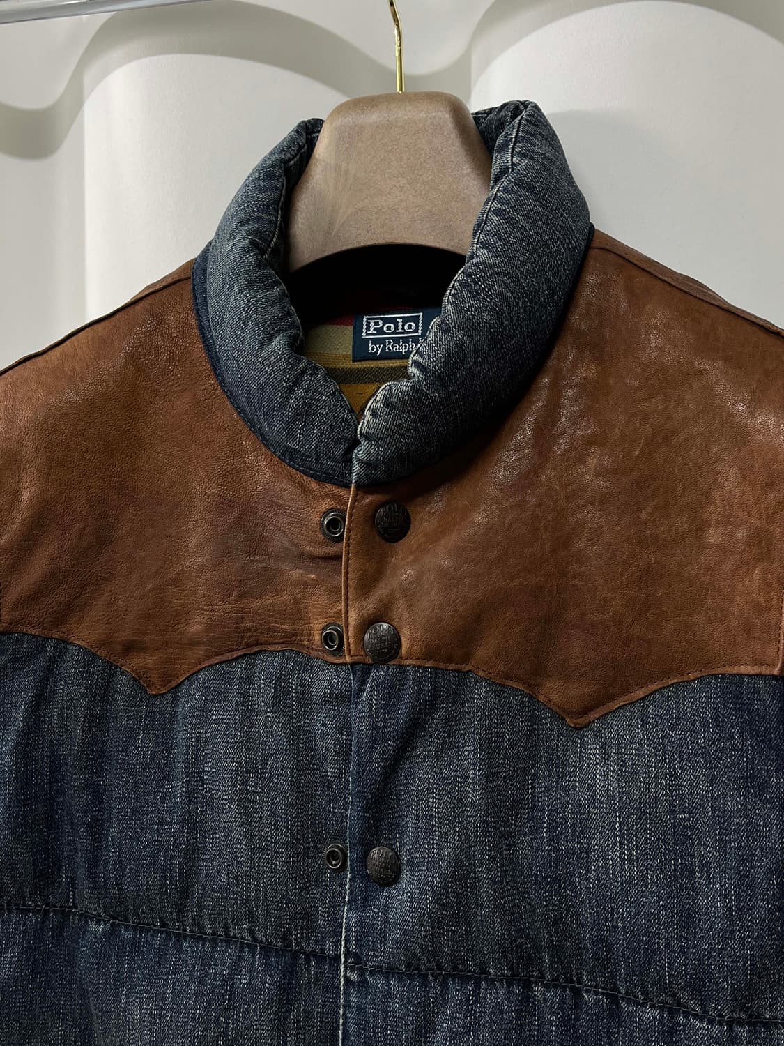 폴로 랄프로렌 사우스 웨스턴 레더 요크 아즈텍 데님 베스트 자켓 상품이미지5