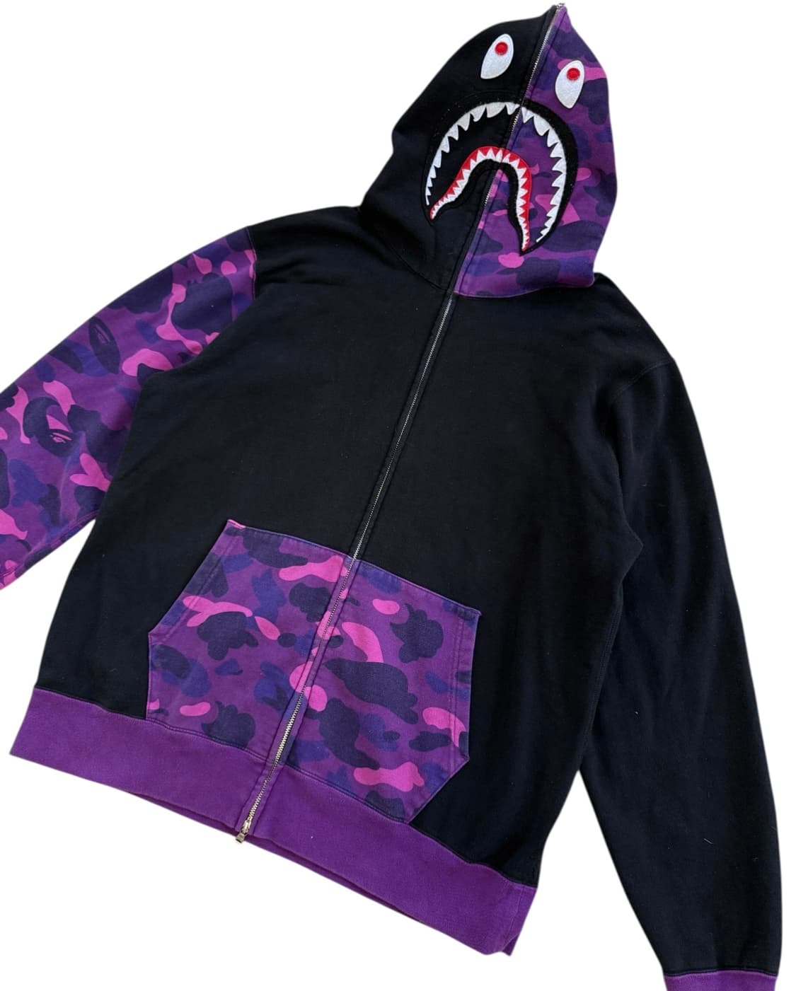 베이프 퍼플카모 샤크 후드집업 상품이미지4