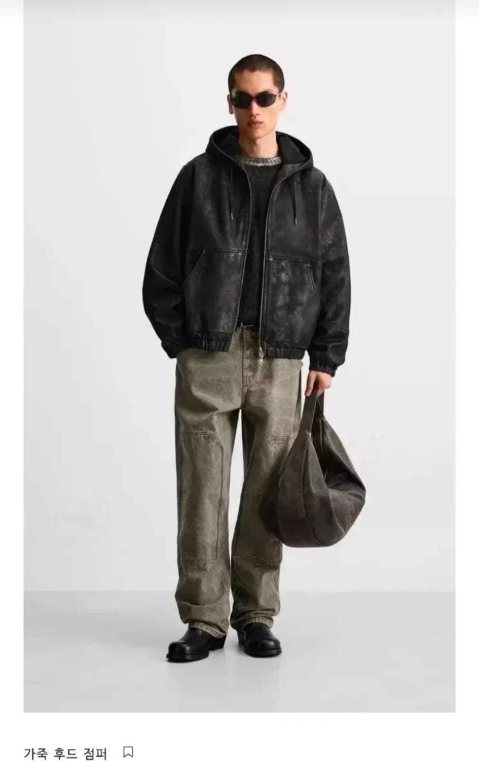 자라 리얼 레더 램스킨 양가죽 후드 집업 S 상품이미지1