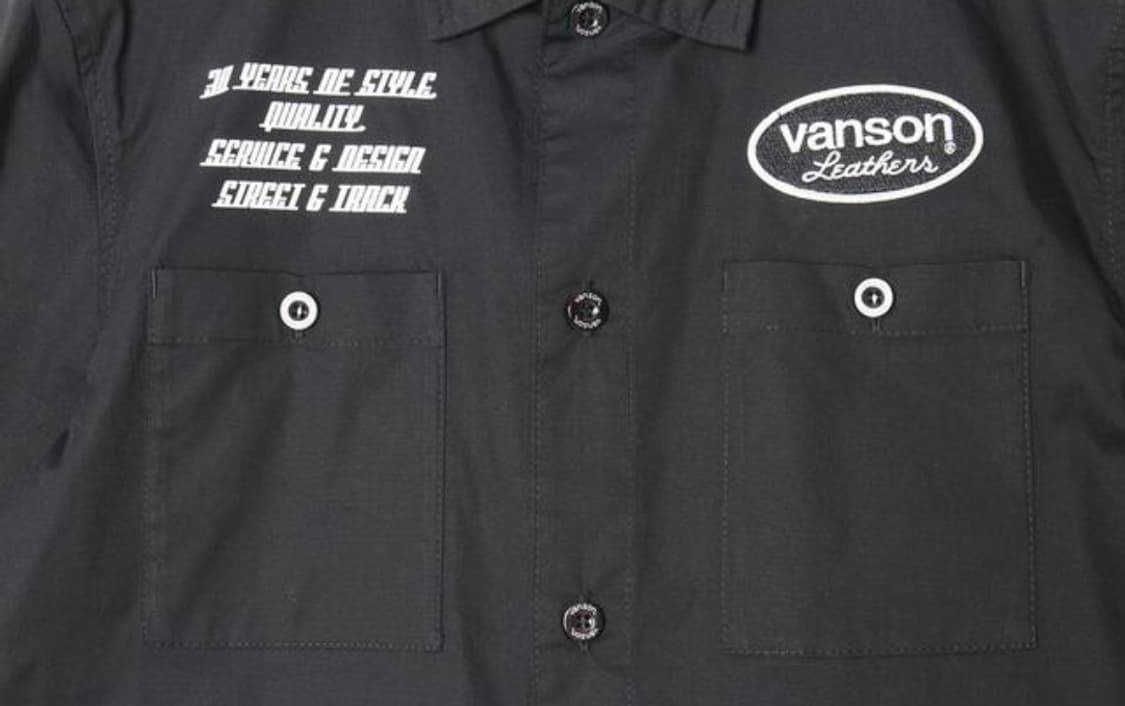 Vanson 반팔 워크 셔츠 블랙 상품이미지3