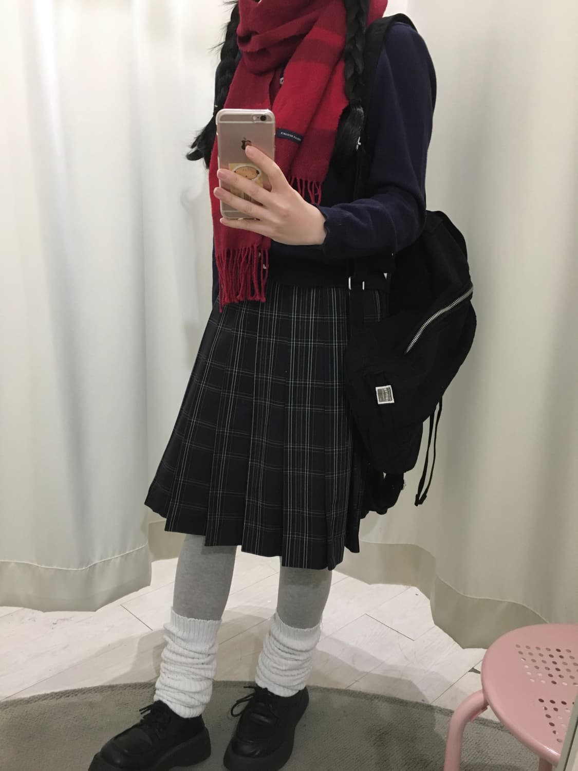 JPN 스쿨룩 체크 미디 스커트 상품이미지6