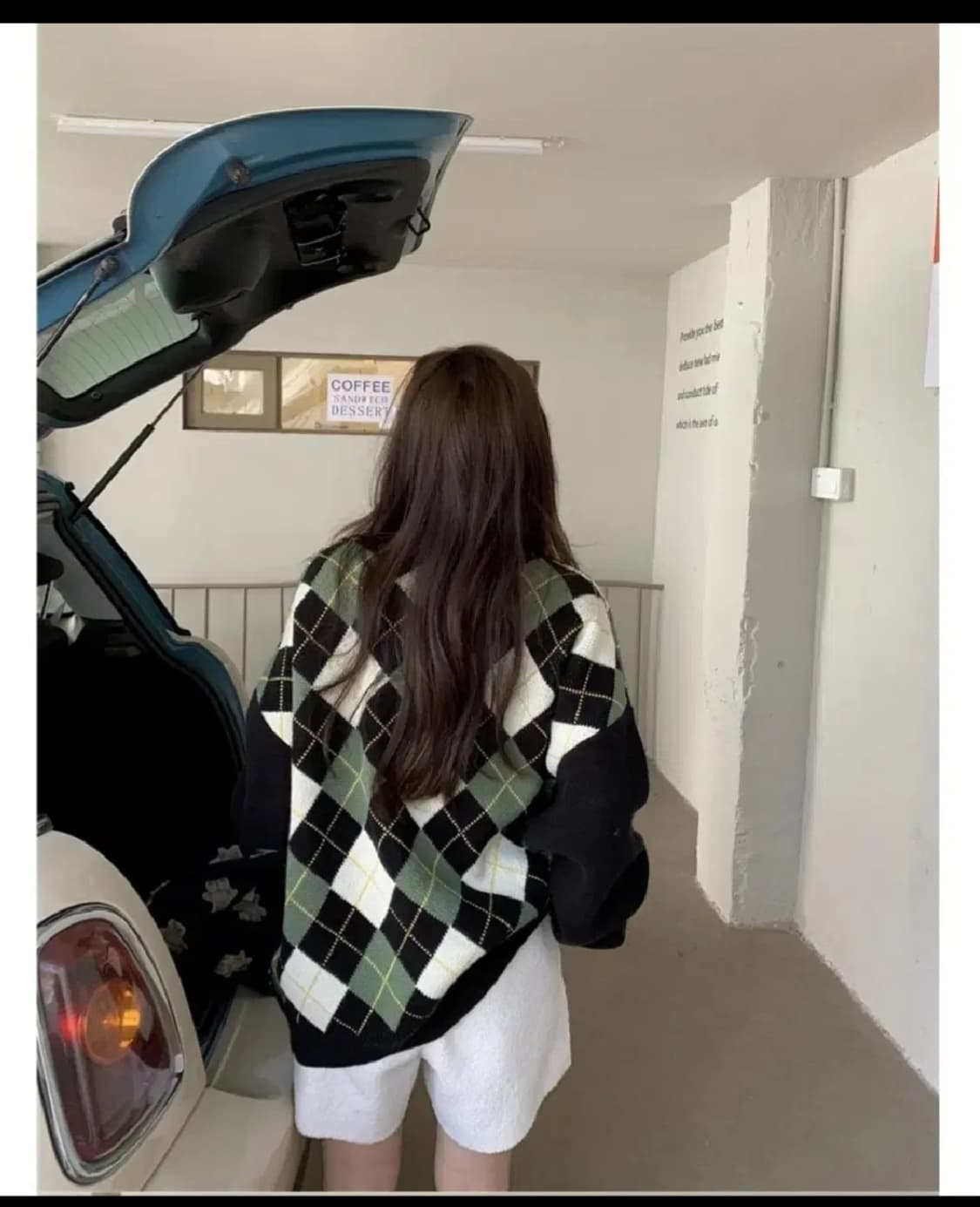 빈티지아가일니트집업가디건아방박시보이핏브이넥체크오버핏모리걸니트스웨터자켓 상품이미지6