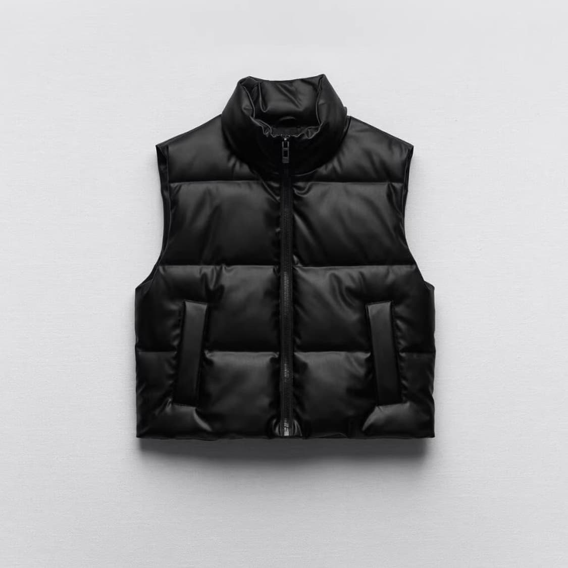 자라 하이넥 페이크 레더 조끼 상품이미지1