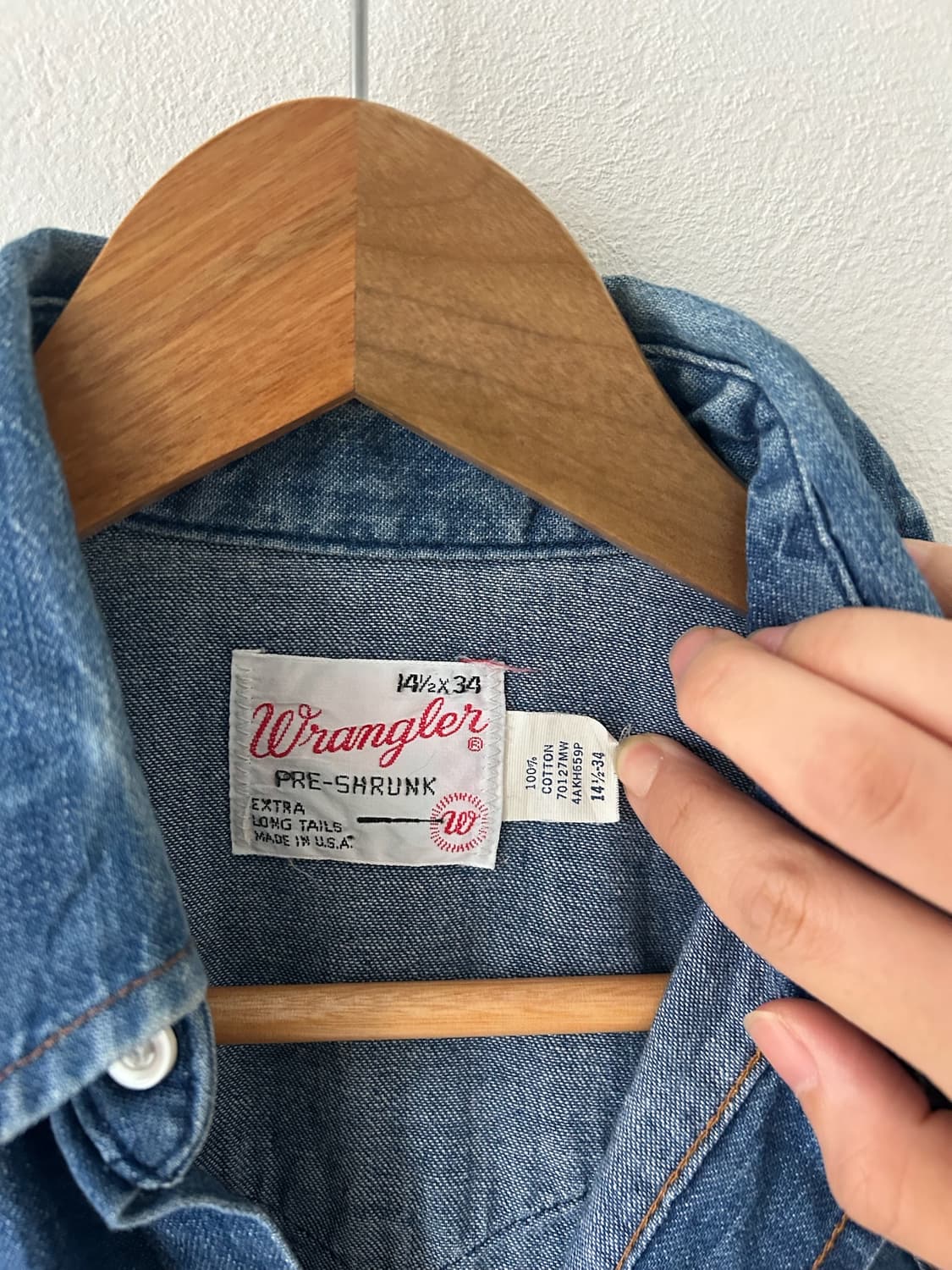 80-90s vtg Wrangler Denim Western shirt. 상품이미지3