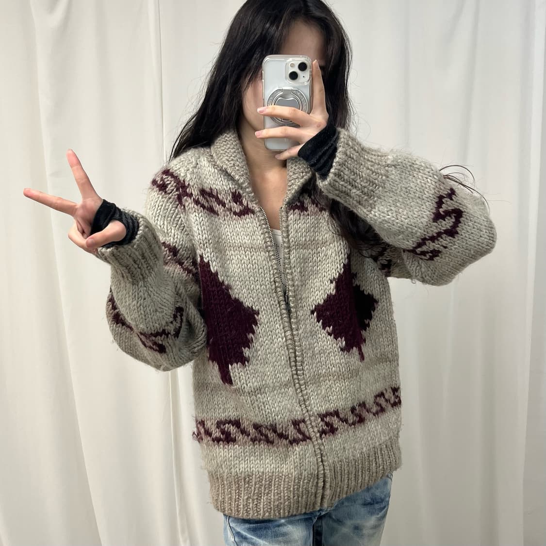 Vintage Beige Cowichan 상품이미지2