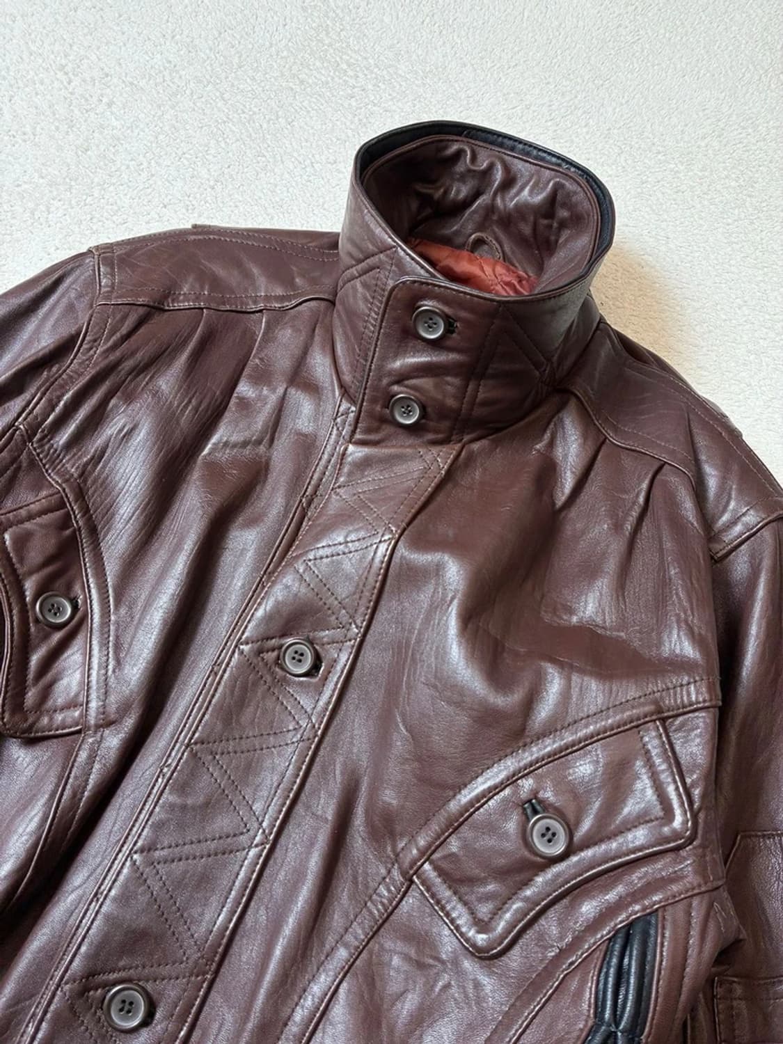 HANAL 80's A-2 레이어드 하이넥 양가죽 봄버 자켓 PN7423 상품이미지3