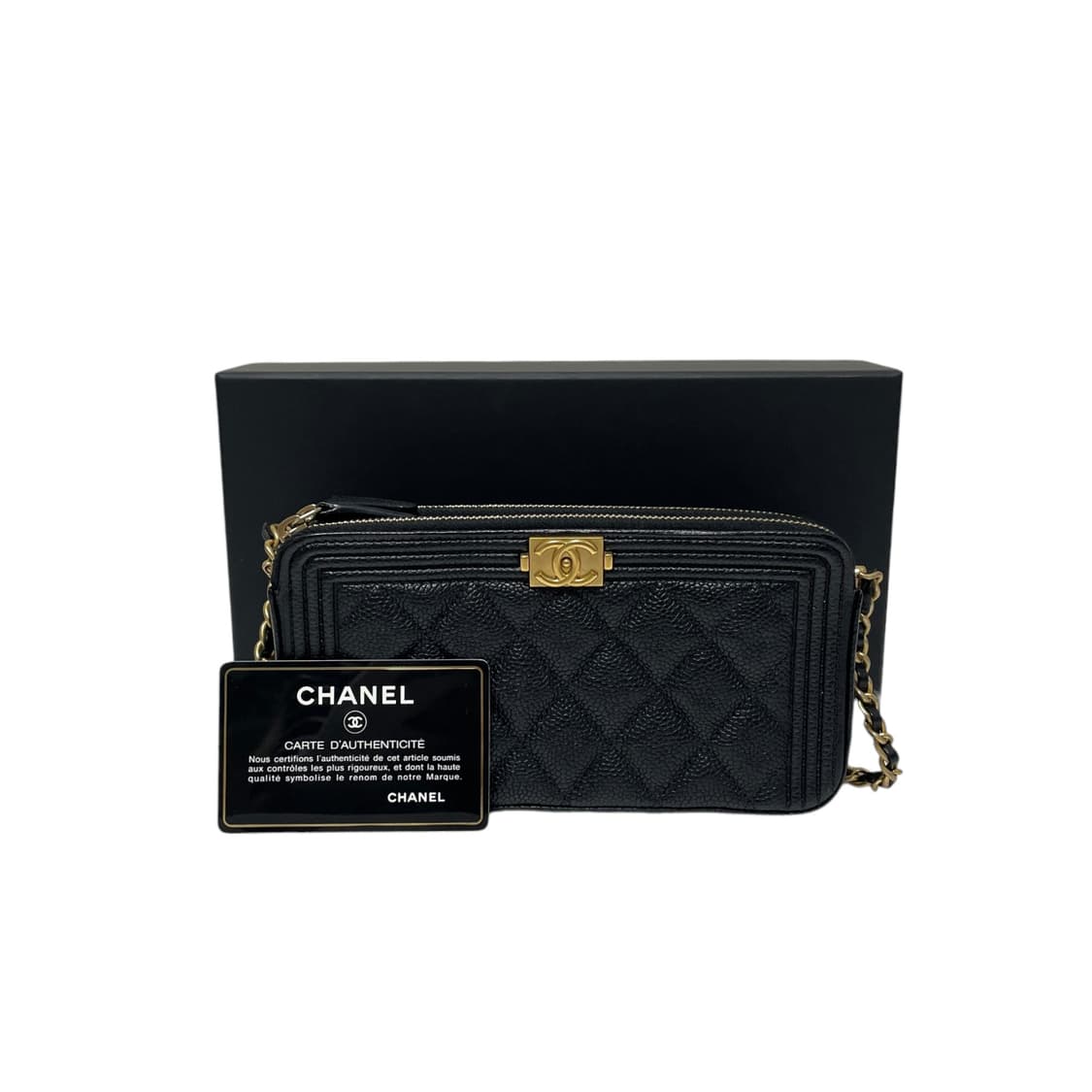 샤넬 보이샤넬 캐비어 더블 지퍼 WOC 체인 크로스백H00264 상품이미지7