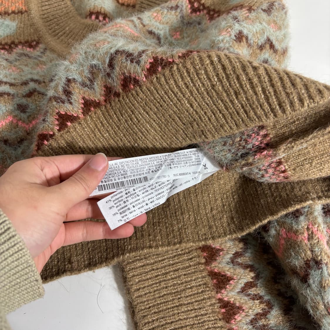 우먼S-M 자라우먼 베이지 크롭 브이넥니트 상품이미지5